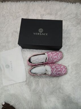 Versace Pink Logo Slip-On Sneakers for Women